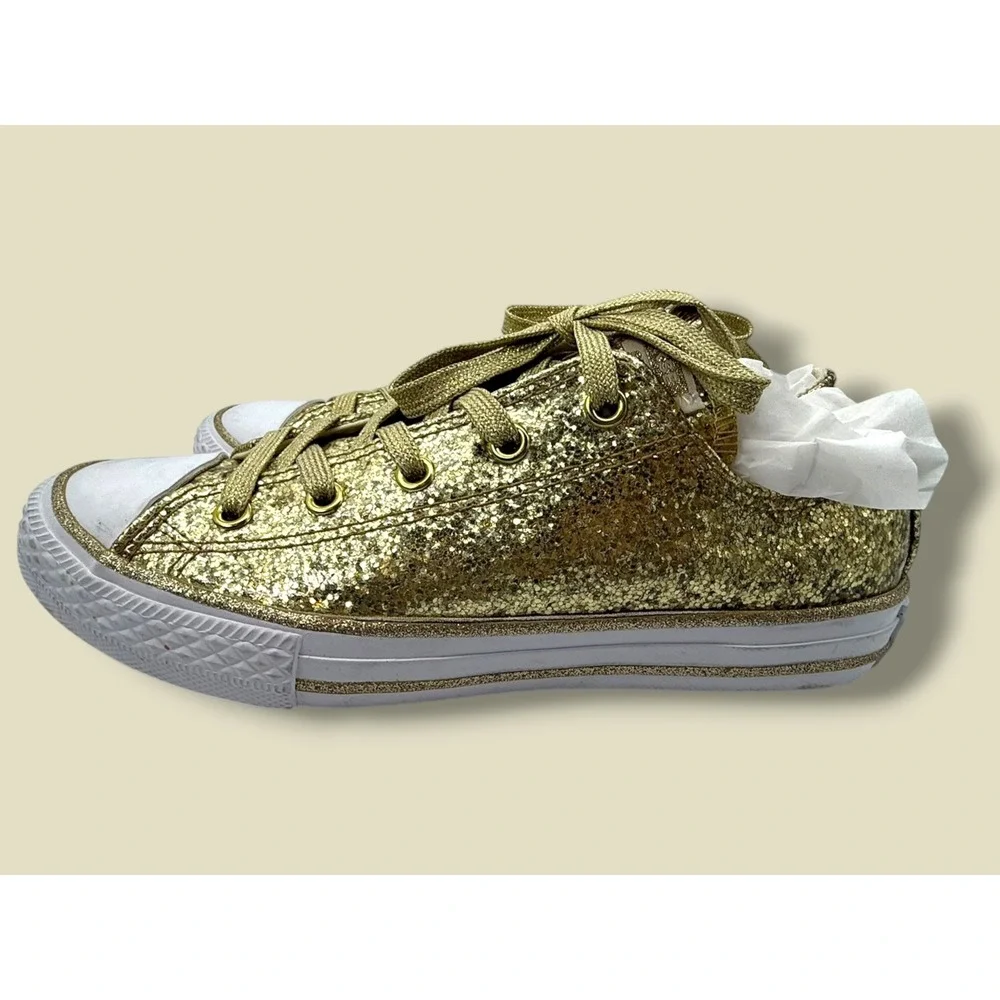 Converse Chuck Taylor All Star Gold Glitter Low Top Youth Sneakers 364687C Sz 3